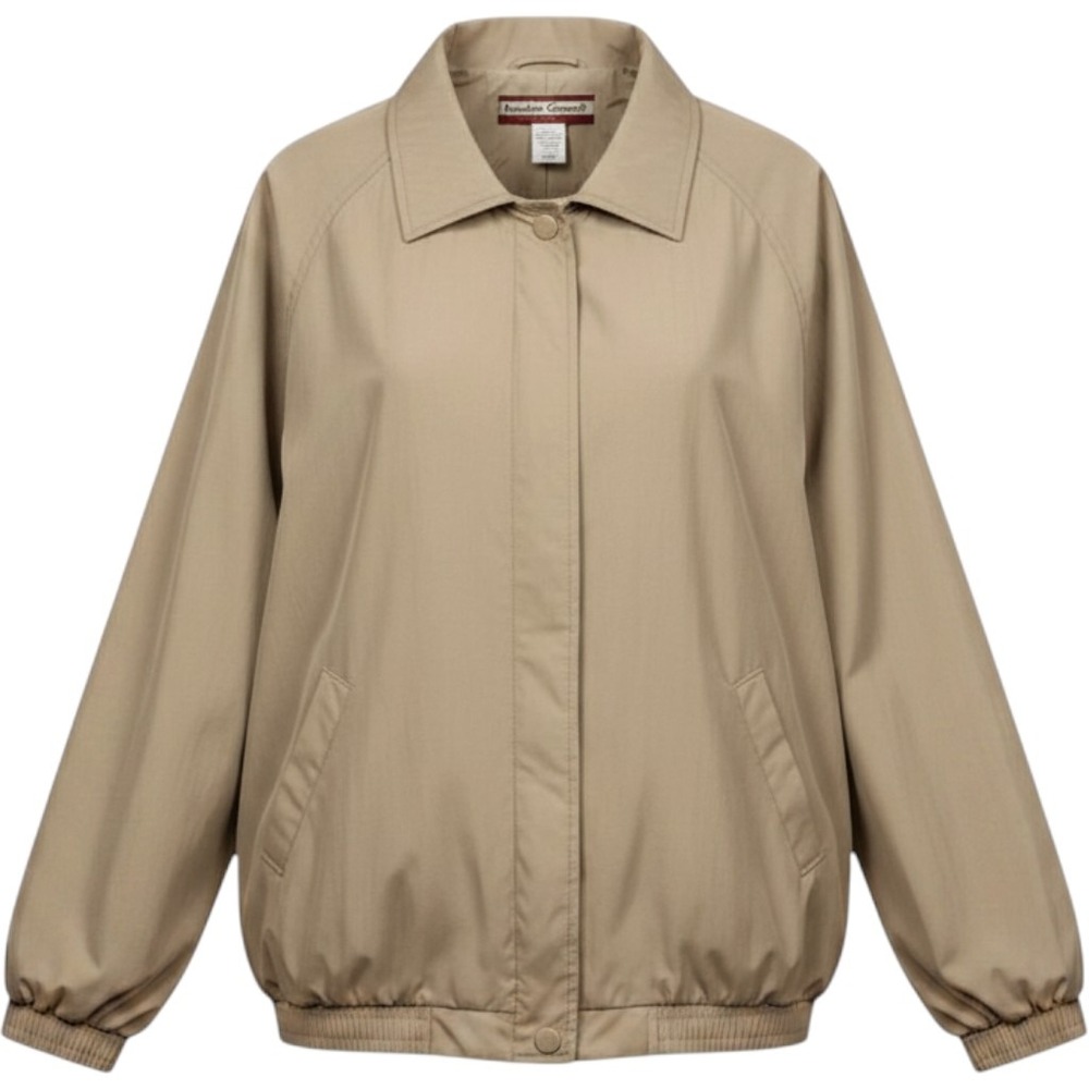 Vintage Tudor Court Windbreaker Womens L Tan Lightweight Lined Utility Jacket